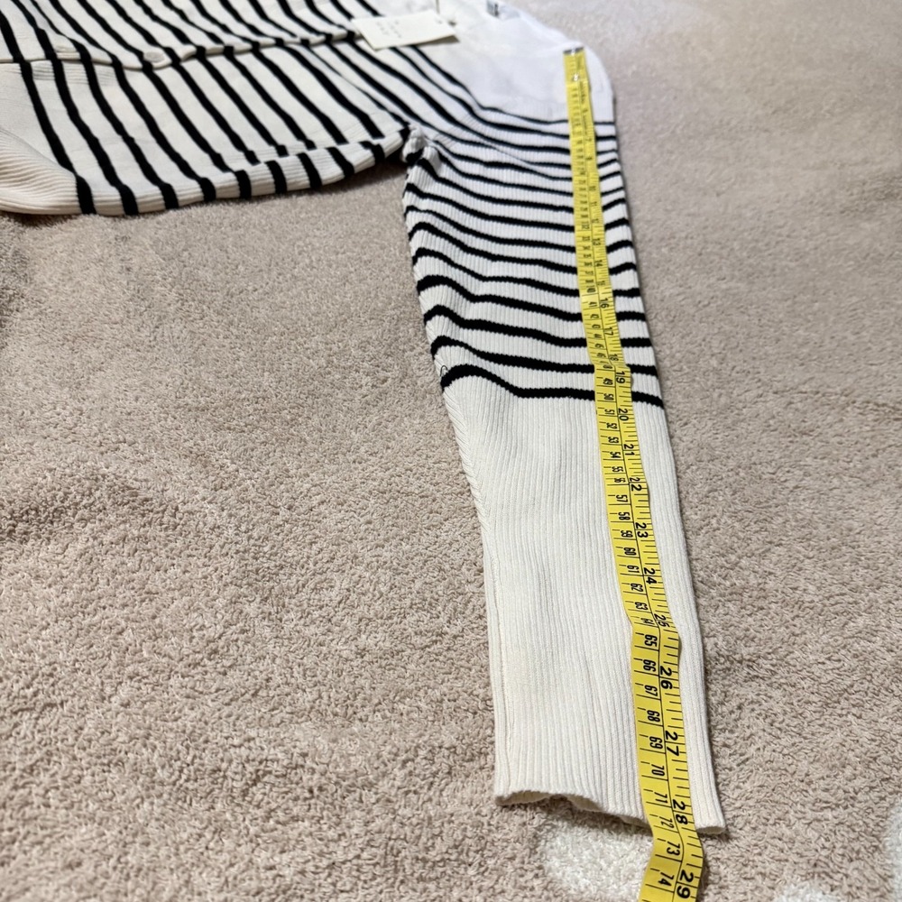 A New Day Cardigan Women XL Cream Black Striped Ribbed Knit Button Front Sweater - Picture 12 of 12